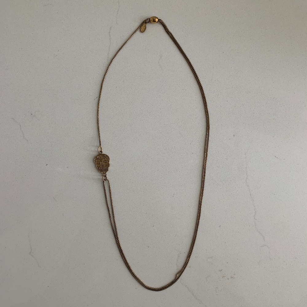 Alex and Ani Adjustable Gold Skull Necklace